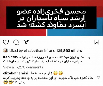 اهانت بازیگر سینما به خبر شهادت شهید فخری زاده